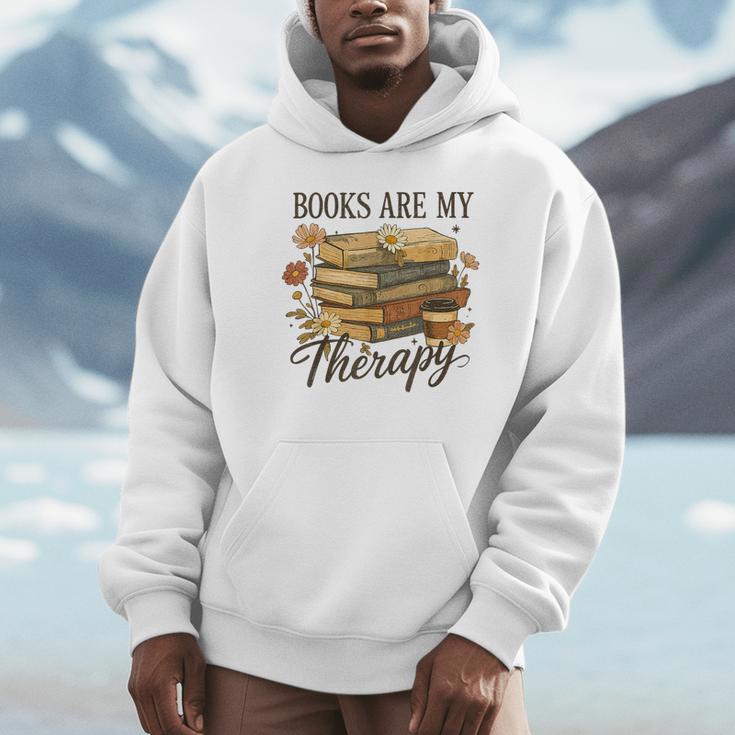 Books Are My Therapy Vintage Book Lover Daisy Art Unisex Hoodie Books Are My Therapy Vintage Book Lover Daisy Art Unisex Hoodie