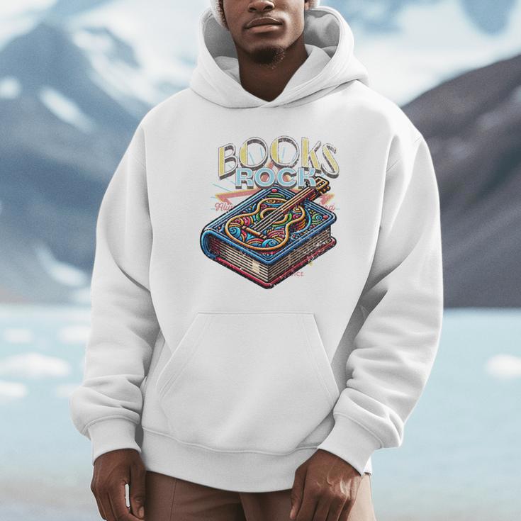 Books Rock Rock'n Roll Science Of Reading Teachers Guitar Unisex Hoodie