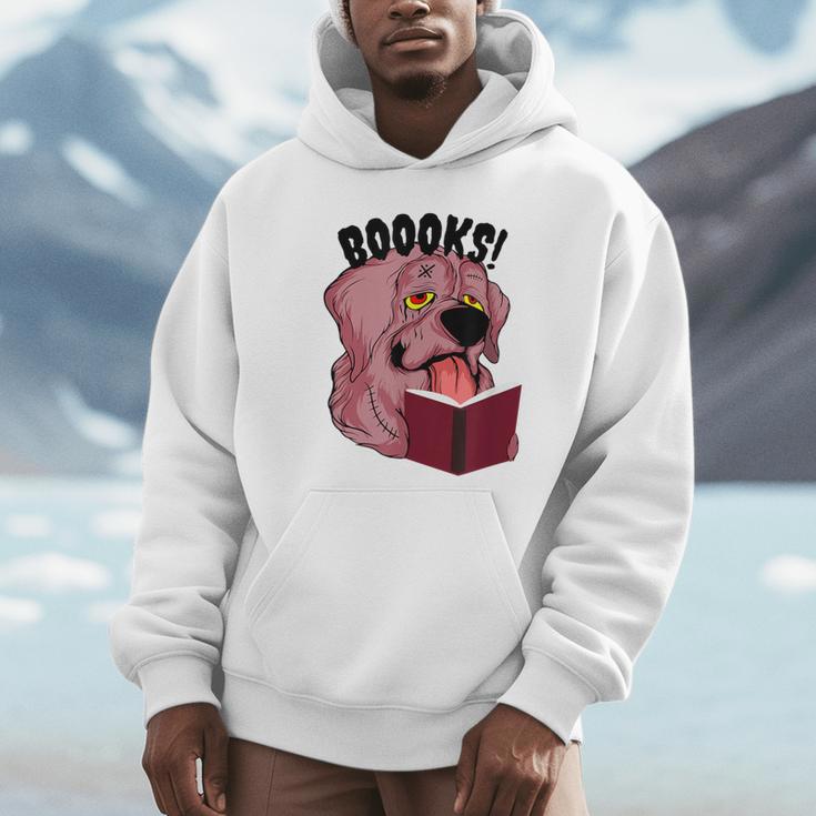 BOOOKS Zombie Dog Reading a Book Halloween Teacher Men Women Kids Unisex Hoodie