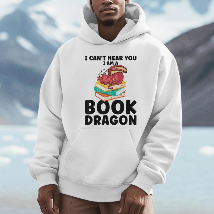 I Can't Hear You I Am a Book Dragon Reading Book Unisex Hoodie