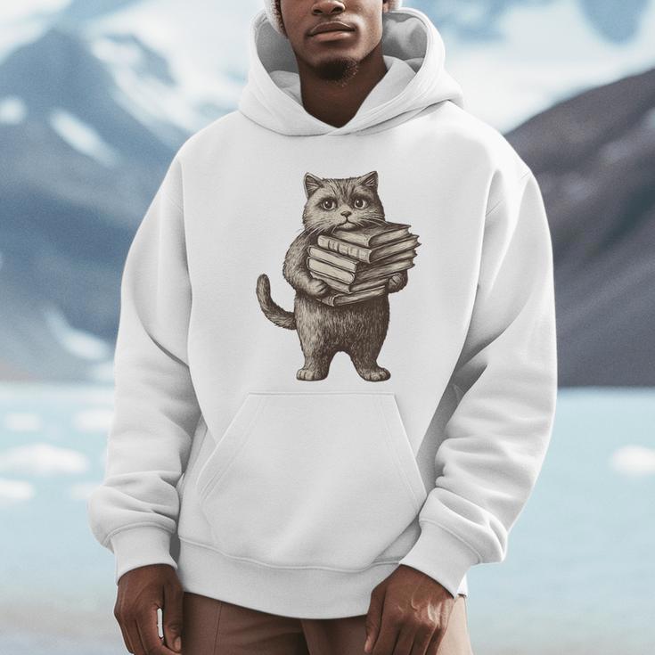 Cat Book Lover Reading Men Women Kids Unisex Hoodie