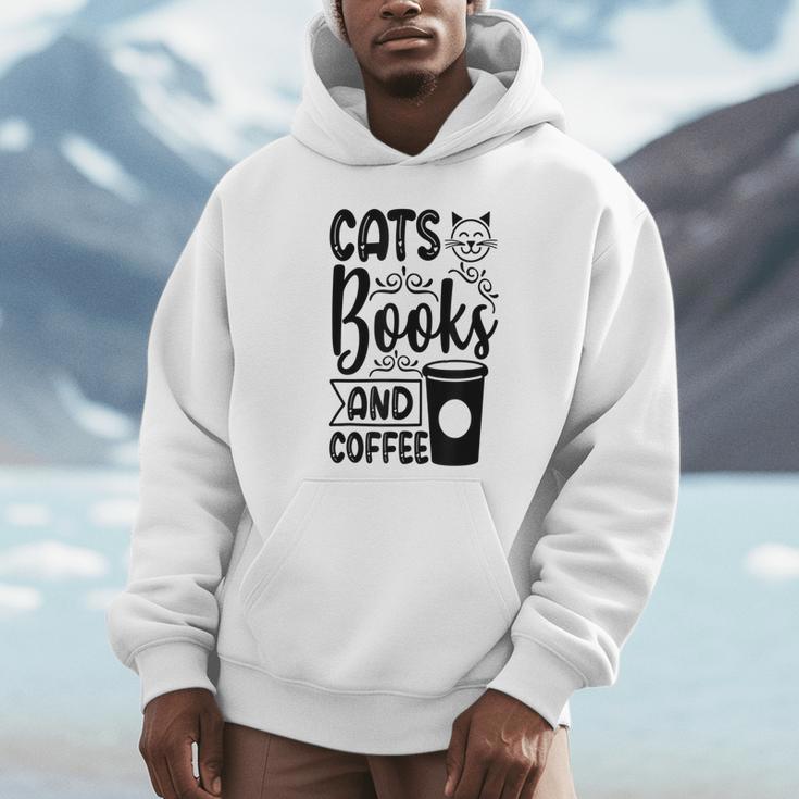 Cats Books And Coffee Kitty Cat Lover Unisex Hoodie Cats Books And Coffee Kitty Cat Lover Unisex Hoodie