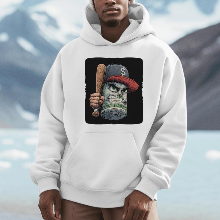 Cool Dollar Bill Guy With Cap And Baseball Costume Premium Tri-Blend Unisex Hoodie