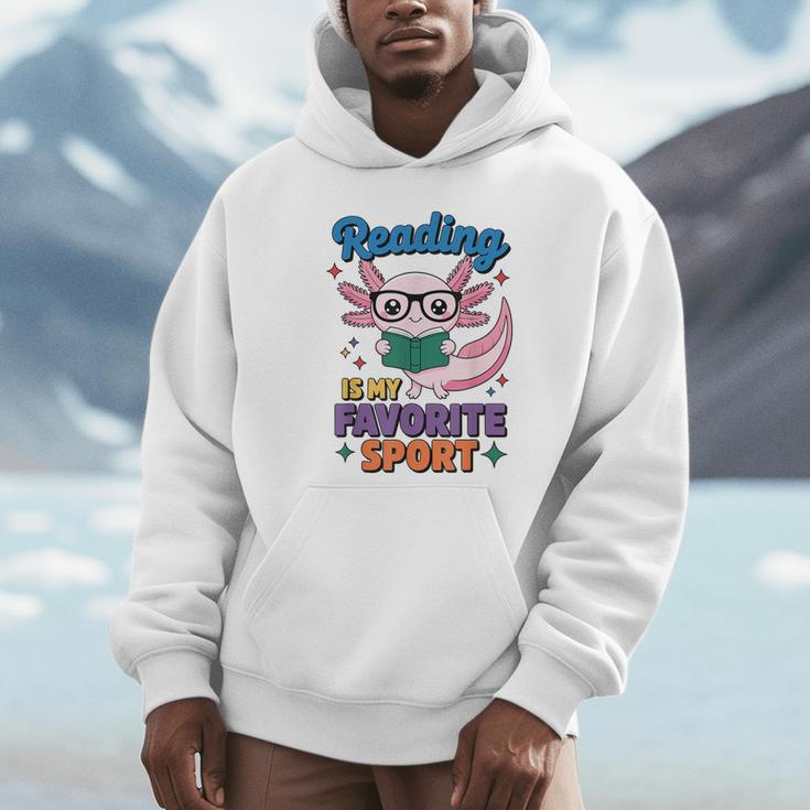 Cute Axolotl Reads Books Reading Is My Favorite Sport Book Unisex Hoodie