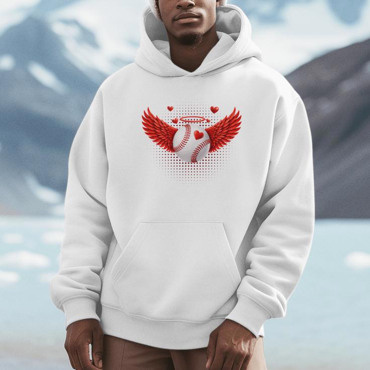 Cute Baseball &Cupid Wings Happy Valentines Boys Men Unisex Hoodie Cute Baseball &Cupid Wings Happy Valentines Boys Men Unisex Hoodie