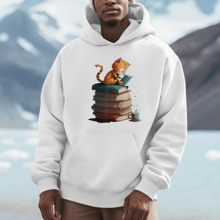 Cute Cat Lovers Book Lovers For Women And Men Unisex Hoodie