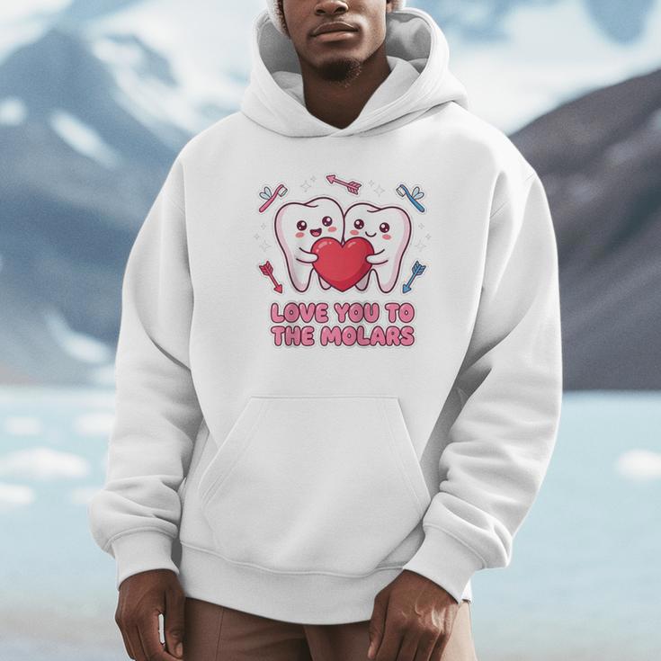 Cute Dentist Valentine Love You To The Molars Teeth Pun Raglan Baseball Tee Unisex Hoodie