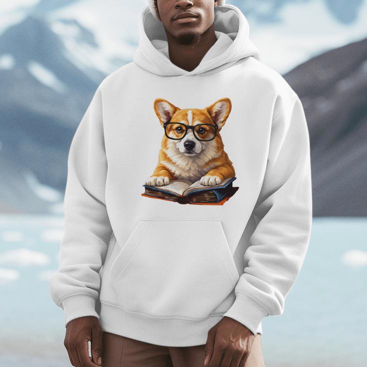 Cute Dog Corgi Reading Book Unisex Hoodie