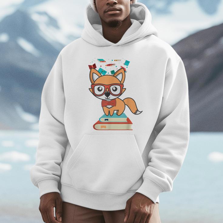 Cute Fox Smart Nerdy 1st Day School Teachers Students Books Unisex Hoodie