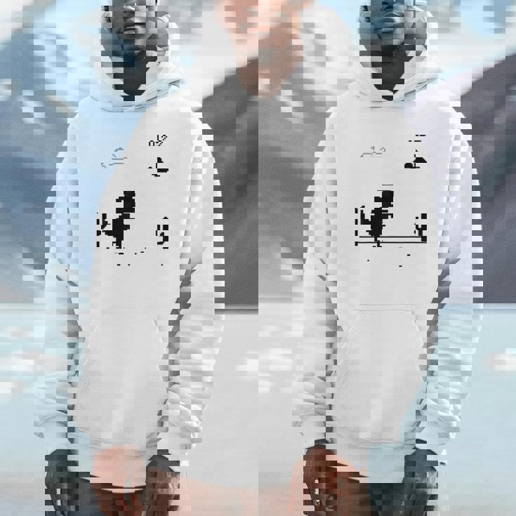 Dino T-Rex 恐竜 ピクセルゲーム インターネットなし オフライン 面白い 男性 パーカー