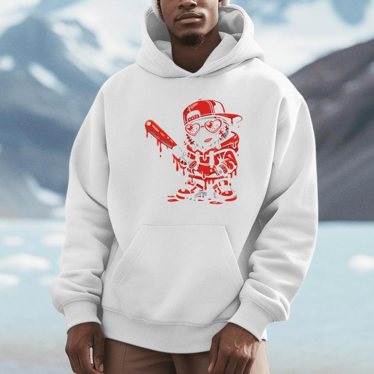 Drippy Baseball Mascot Valentine Heart Glasses Cartoon Unisex Hoodie