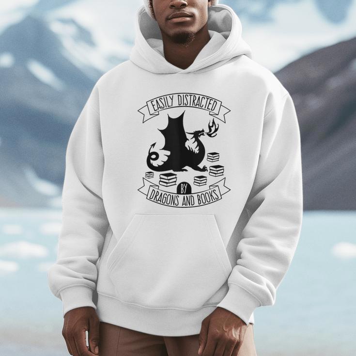 Easily Distracted By Dragons And Books Dragon & Book Unisex Hoodie
