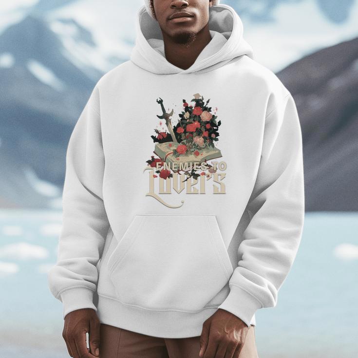 Enemies To Lovers Book Reader Roses Bookish Booktok Retro Unisex Hoodie Enemies To Lovers Book Reader Roses Bookish Booktok Retro Unisex Hoodie