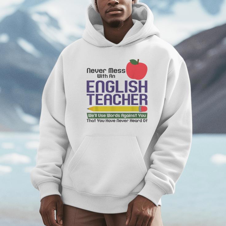 English Teacher Humor Reading Books Vocabulary Grammar Unisex Hoodie