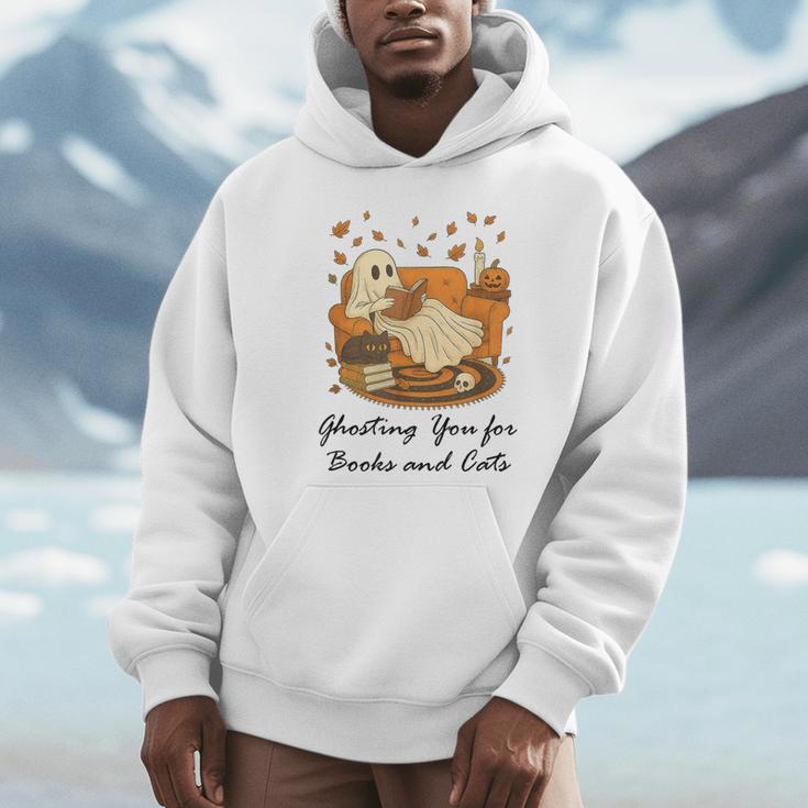 Fall Cat Ghosting You For Book Halloween Ghost Reading Unisex Hoodie Fall Cat Ghosting You For Book Halloween Ghost Reading Unisex Hoodie