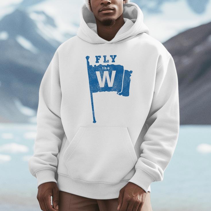 Fly The W Chicago Baseball Winning Flag Distressed Premium Tri-Blend Unisex Hoodie
