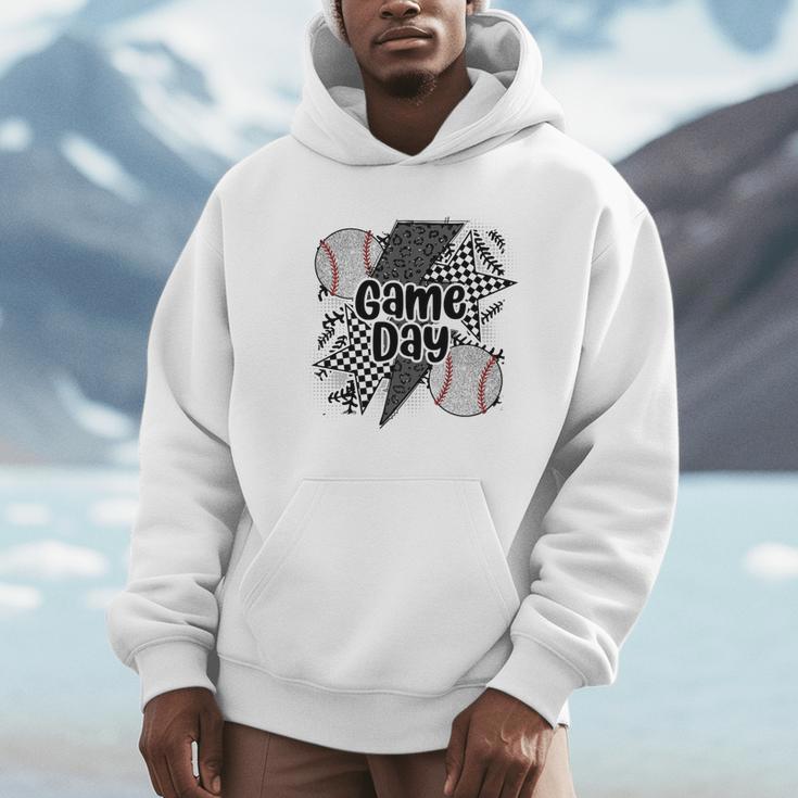 Game Day Baseball Retro Checkered Baseball Unisex Hoodie Game Day Baseball Retro Checkered Baseball Unisex Hoodie