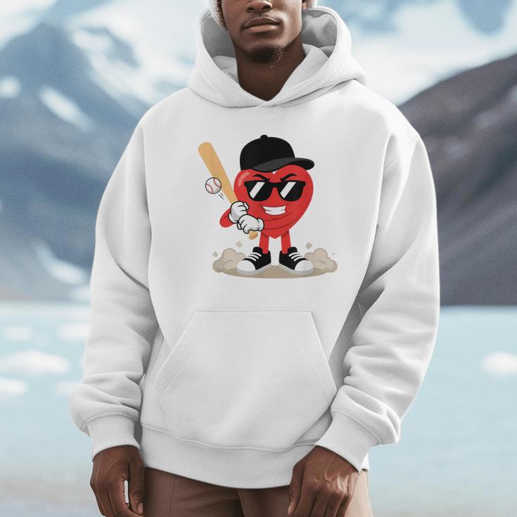 Heart Playing Baseball Valentine Baseball Unisex Hoodie Heart Playing Baseball Valentine Baseball Unisex Hoodie