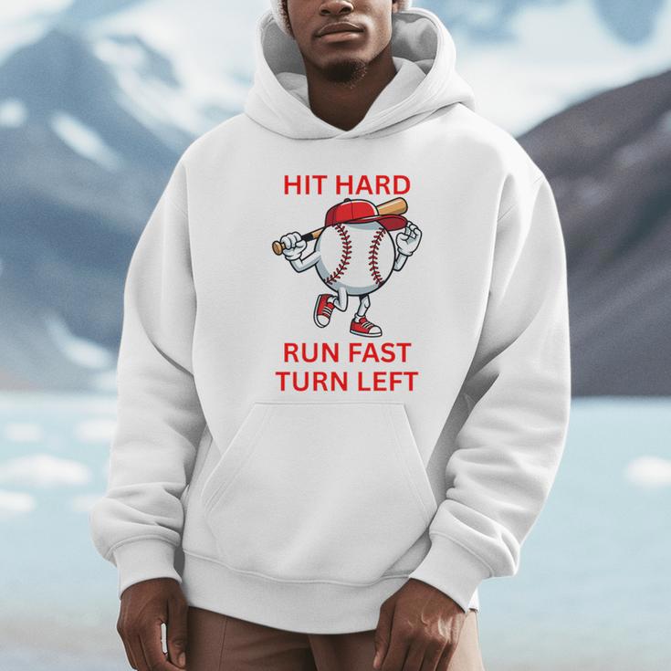Hit Hard Run Fast Turn Left Baseball Player Premium Tri-Blend Unisex Hoodie Hit Hard Run Fast Turn Left Baseball Player Premium Tri-Blend Unisex Hoodie