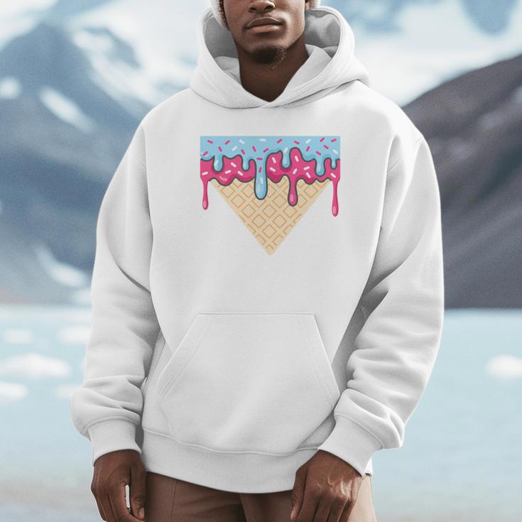Ice Cream Baseball Cone Dripping Sprinkles Kids Boys Summer Premium Tri-Blend Unisex Hoodie