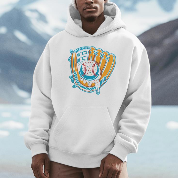Ice Cream Baseball Mitt Drippy Scoop Baseball Sports Unisex Hoodie