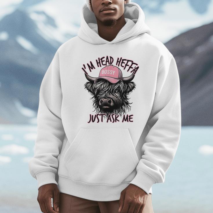 I'm Head Heffa Just Ask Me Bossy Highland Cow Baseball Cap Unisex Hoodie I'm Head Heffa Just Ask Me Bossy Highland Cow Baseball Cap Unisex Hoodie