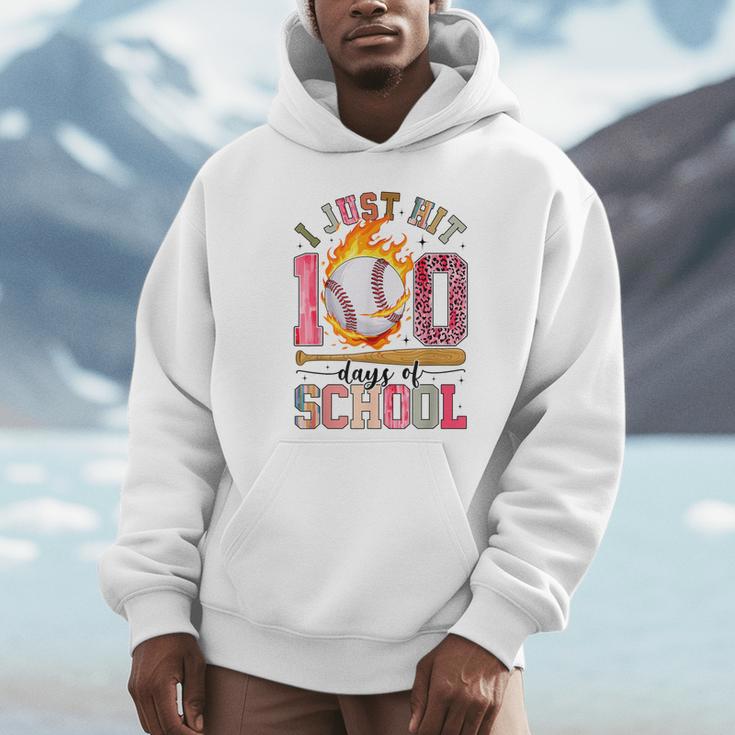 I Just Hit 100 Days Of School Baseball Lovers Fans Boys Kids Unisex Hoodie I Just Hit 100 Days Of School Baseball Lovers Fans Boys Kids Unisex Hoodie