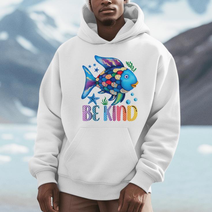 Kids Be Kind Rainbow Scale Fish Teacher Reading Book Toddler Unisex Hoodie Kids Be Kind Rainbow Scale Fish Teacher Reading Book Toddler Unisex Hoodie