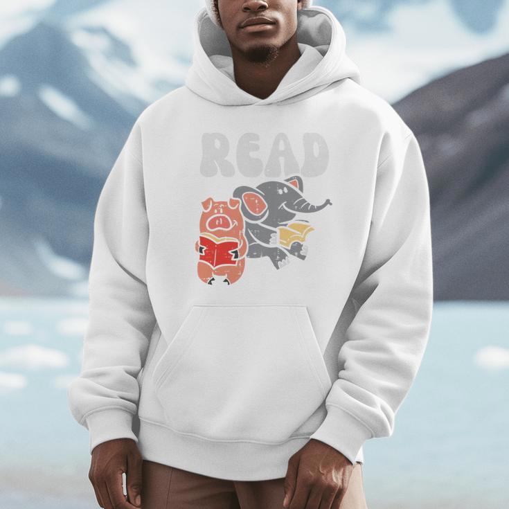 Kids Pig Elephant Reading Cute Book Lover Bookworm Boys Girls Kid Performance Unisex Hoodie Kids Pig Elephant Reading Cute Book Lover Bookworm Boys Girls Kid Performance Unisex Hoodie