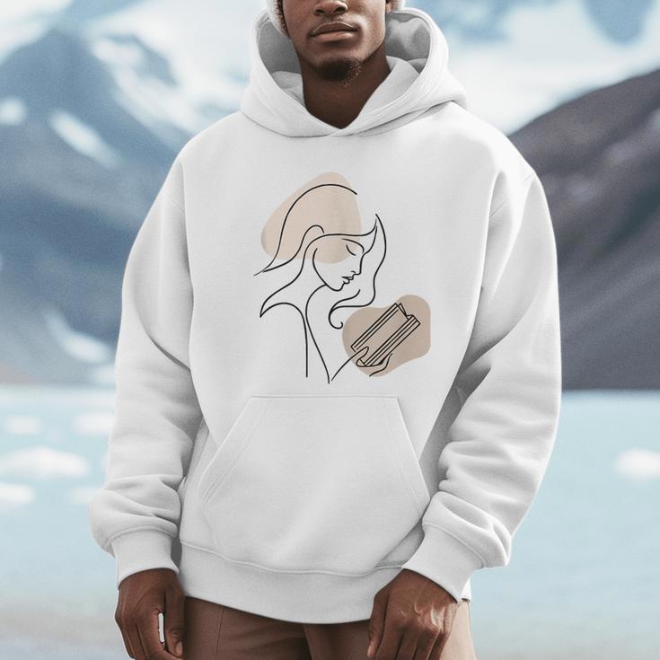 Line Art Abstract Minimalist Minimal For Book Lover Women Unisex Hoodie