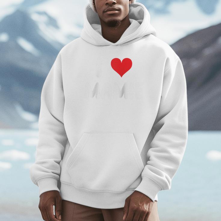 I Love Mamie Heart Grandma Grandmother Grandparent Raglan Baseball Tee Unisex Hoodie