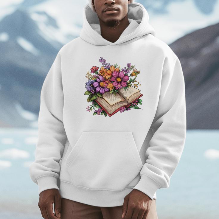 Open Book With Colorful Flowers For Readers Unisex Hoodie