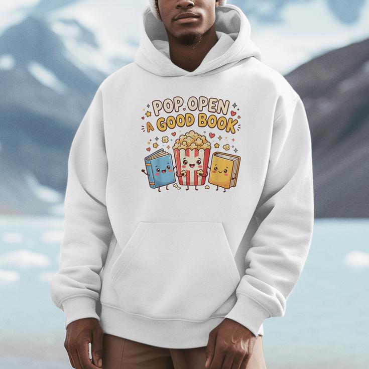 Pop Open A Good Book For School Librarian Popcorn Unisex Hoodie