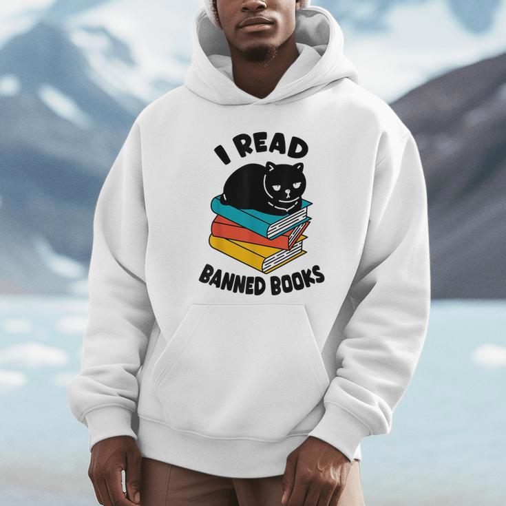 I Read Banned Books Tshirt Cat Reader Bookworm Women Unisex Hoodie I Read Banned Books Tshirt Cat Reader Bookworm Women Unisex Hoodie
