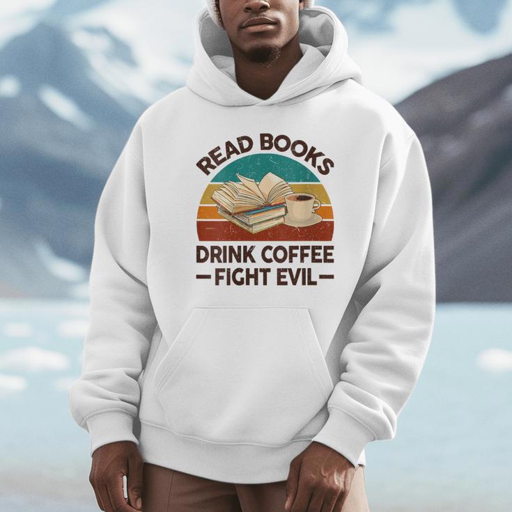 Read Book Drink Coffee Fight Evil Reading Teacher Unisex Hoodie