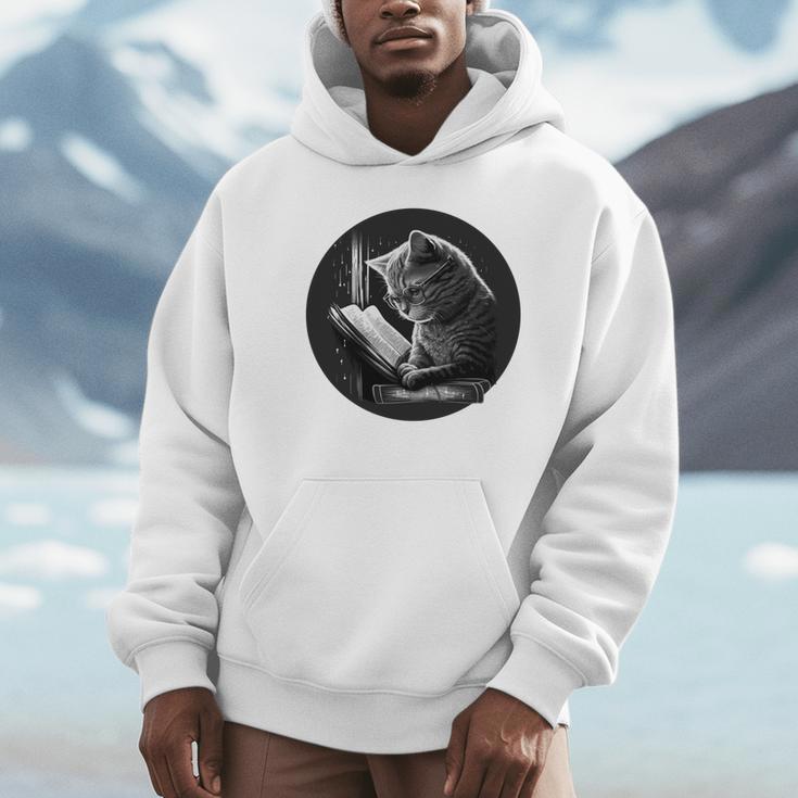 Reading Cat Book Lover Cat Lover Bookworm Cat Owner Unisex Hoodie