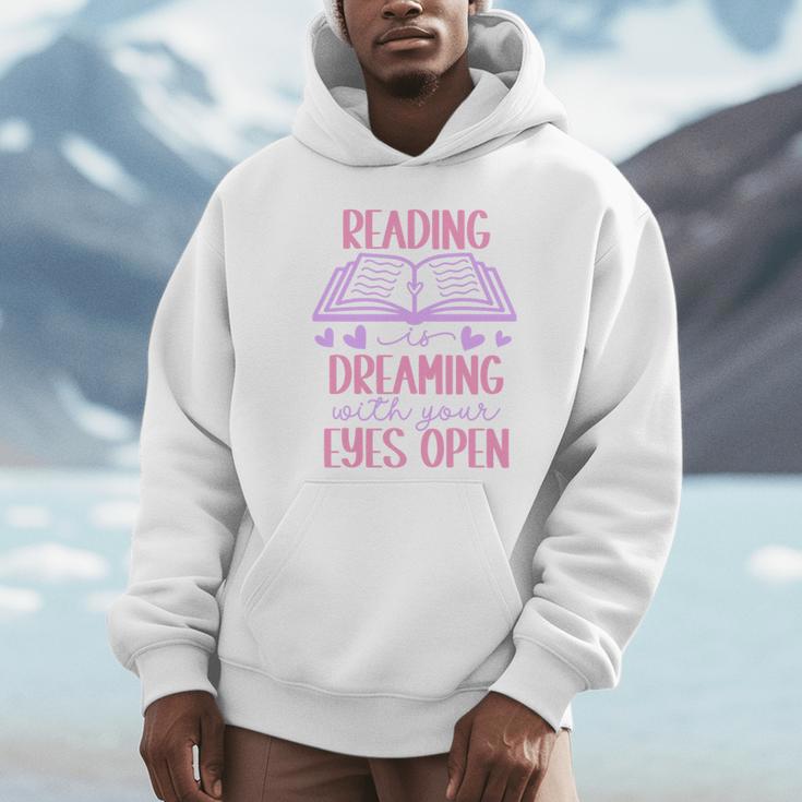 Reading Is Dreaming With Your Eyes Open Cute Quote Books Premium Tri-Blend Unisex Hoodie