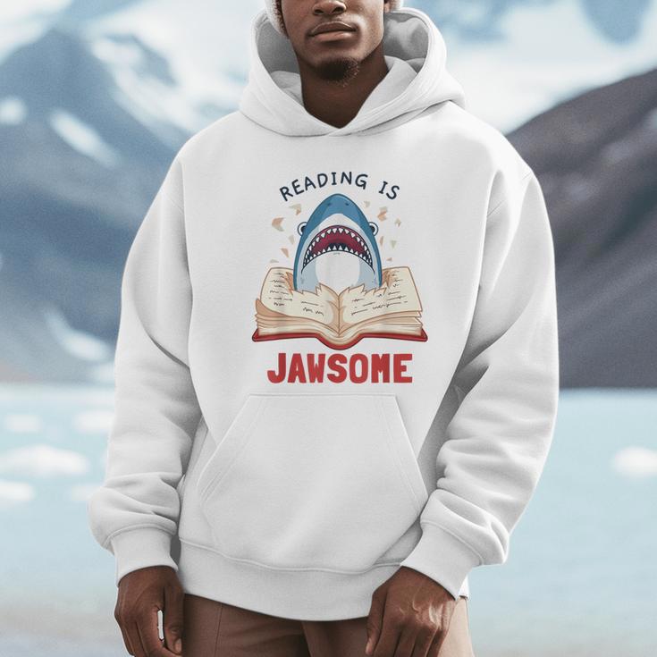 Reading Is Jawsome Bookworm Shark Book Lover For Kids Unisex Hoodie