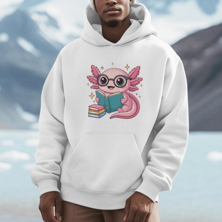 Readsolotl Kawaii Axolotl Reading Book Lover Unisex Hoodie Readsolotl Kawaii Axolotl Reading Book Lover Unisex Hoodie