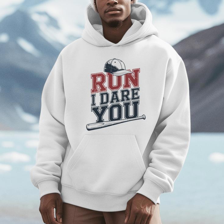 Run I Dare You Baseball Catcher Player Fan Unisex Hoodie