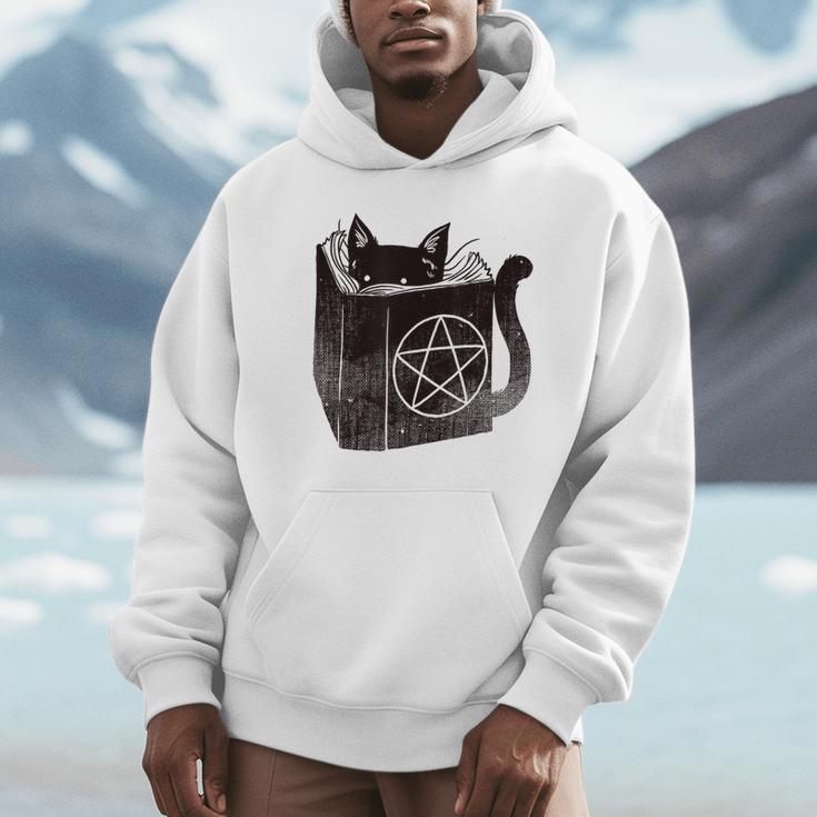 SataniCat Pentagram Cat Satan Demon Necronomicon Book Lover Unisex Hoodie