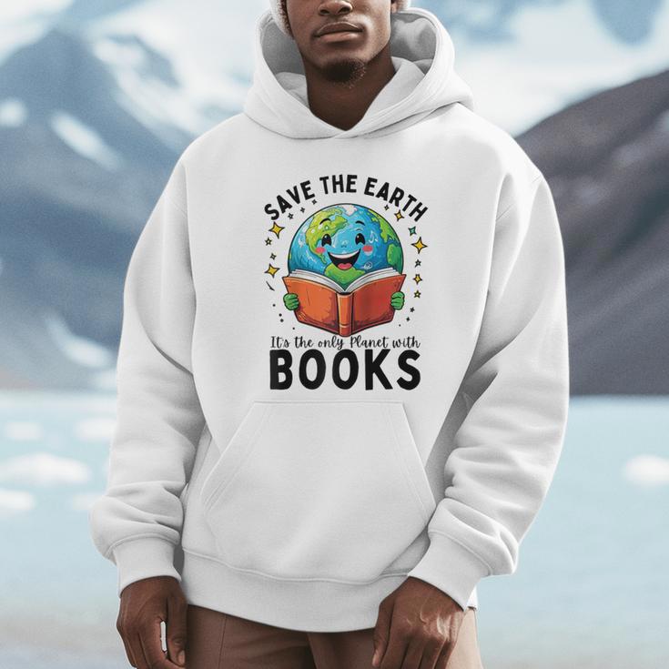 Save Earth It's Only Planet With Books Reader Earth Day Raglan Baseball Tee Unisex Hoodie