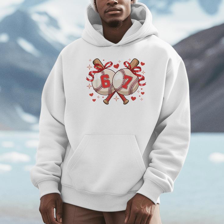 Six Seven 67 Meme Baseball Coquette Bow Valentine Unisex Hoodie