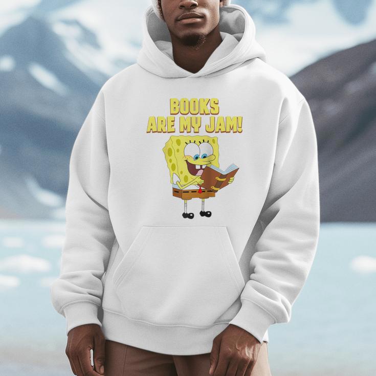 SpongeBob Loves Reading Books Are My Jam Raglan Baseball Tee Unisex Hoodie