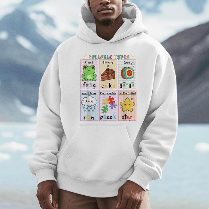 Syllable Types Teacher Phonics Reading Science Of Reading Unisex Hoodie