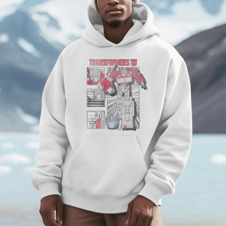 Transformers Optimus Prime Vintage Comic Book Style Panels Unisex Hoodie Transformers Optimus Prime Vintage Comic Book Style Panels Unisex Hoodie