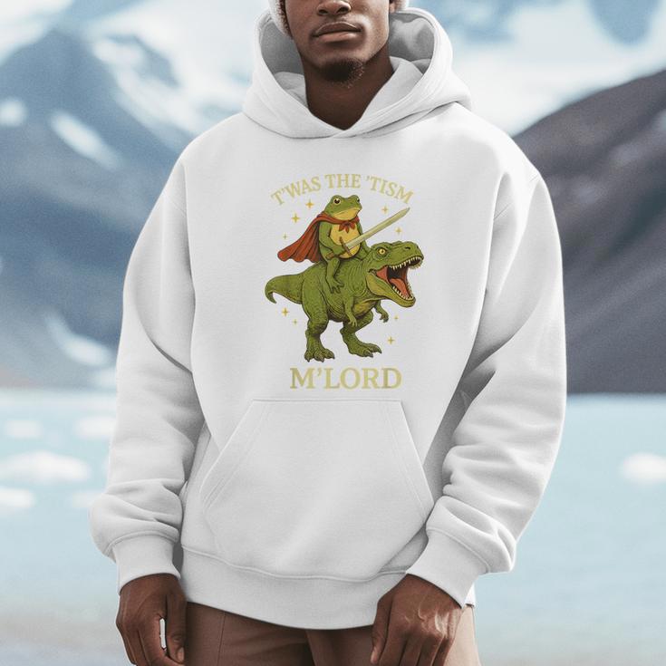 Twas The Tism M'lord Frog ライディング 恐竜 ファンタジー 中世 パーカー