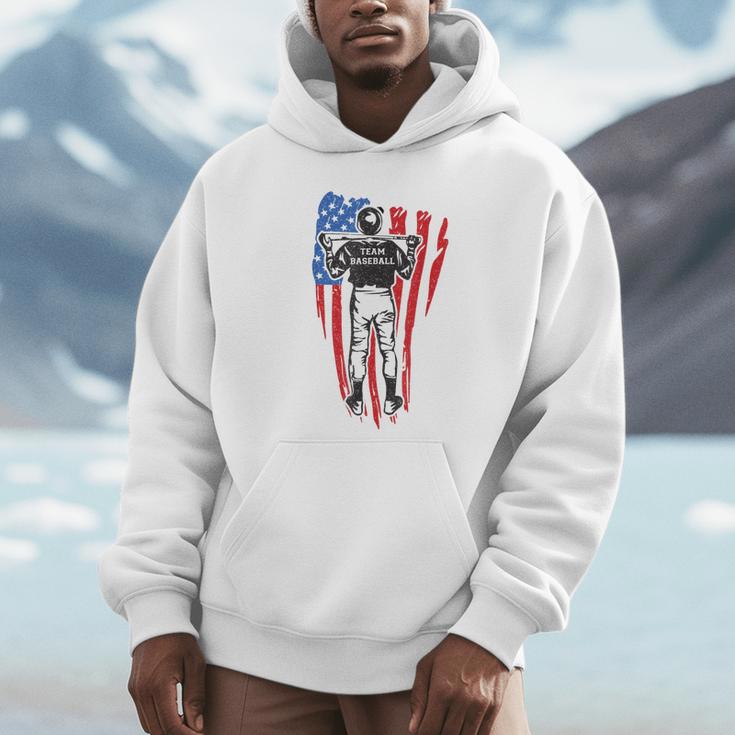 US Flag Baseball Player Batter Sport Lover Team Coach Family Unisex Hoodie US Flag Baseball Player Batter Sport Lover Team Coach Family Unisex Hoodie