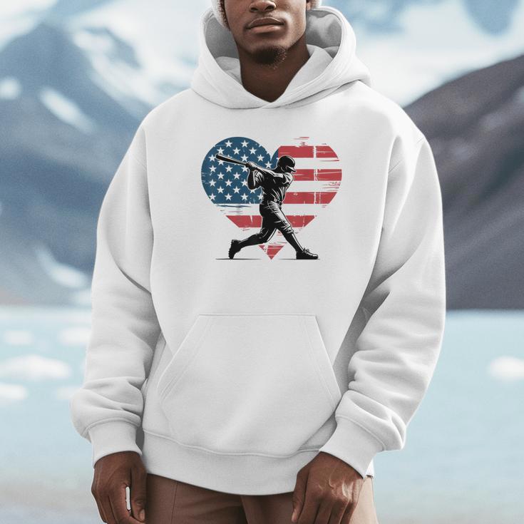 Valentines Baseball Batter Silhouette Heart Men Boys Kid Unisex Hoodie