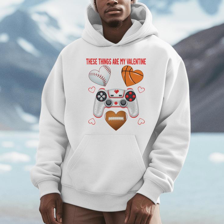 Valentines Day Boys Men Hearts Gaming Football Baseball Love Premium Tri-Blend Unisex Hoodie